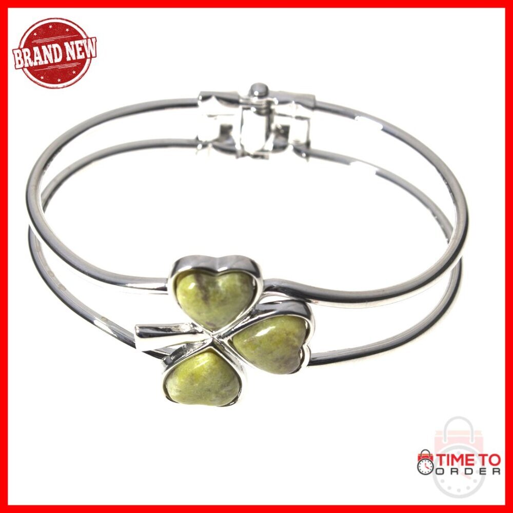 Traditional Irish Shamrock Bangle Connemara Marble Elegant Heritage Jewelry